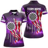 Maxcorners US Flag Dartboard Purple Galaxy Polo & Quarter-Zip Shirts Custom Patriotic Darts League Jerseys