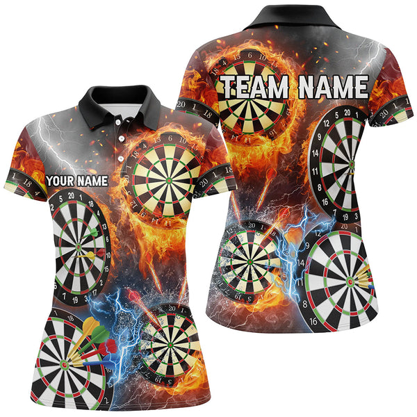 Maxcorners Fire Flame Lightning Darts Jersey Customized Name, Team Name 3D Polo Shirt