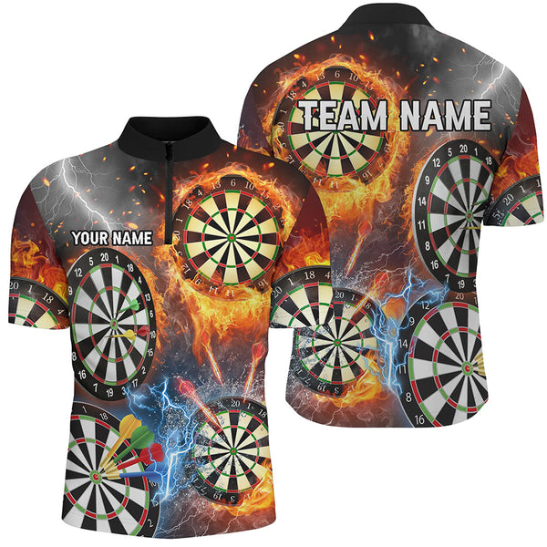 Maxcorners Fire Flame Lightning Darts Jersey Customized Name, Team Name 3D Polo Shirt