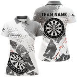 Maxcorners Retro Grey White Pattern Custom Darts Polo & Quarter-Zip Shirts, Grunge Darts Team Jerseys