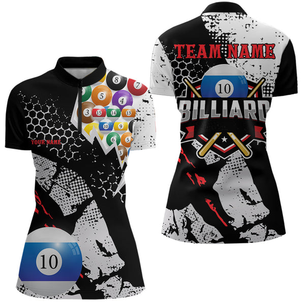 Maxcorners Personalized Grunge Style 10 Ball Billiard Shirts For Men Custom 10 Ball Pool Billiard Team Jerseys