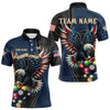 Maxcorners Shot In Hand Pride In Heart Custom Eagle Us Flag Blue Men'S Billiard Shirts, Billiard Team Jersey