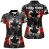 Maxcorners Canada Flag Smoke 8 Ball Pattern Billiard Jersey Customized Name, Team Name 3D Polo Shirt