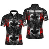 Maxcorners Canada Flag Smoke 8 Ball Pattern Billiard Jersey Customized Name, Team Name 3D Polo Shirt