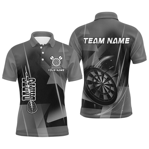 Maxcorners Personalized Darts Polo & Quarter-Zip 3D Printed Shirts Custom Grey Darts Team Jersey