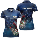 Maxcorners American Flag Universe Patriotic Custom Men Dart Polo Shirts, Personalized Darts Gift For Player