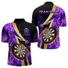 Maxcorners Personalized Purple And Gold Smoke Swirling Men Dart Shirts, Dart Team Shirts Custom Dart Jerseys