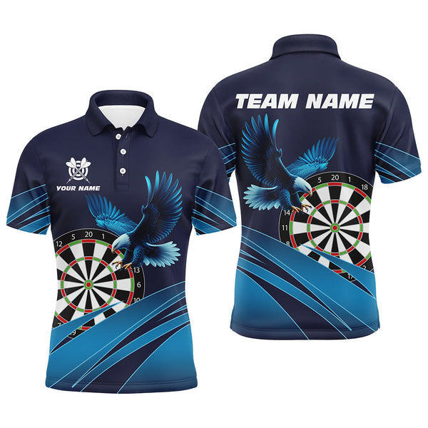 Personalized Darts Board Eagle Blue Darts Men Dart Polo Shirts