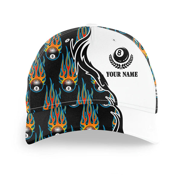 Maxcorners Billiard Flaming 8 Ball Personalized Name 3D Cap