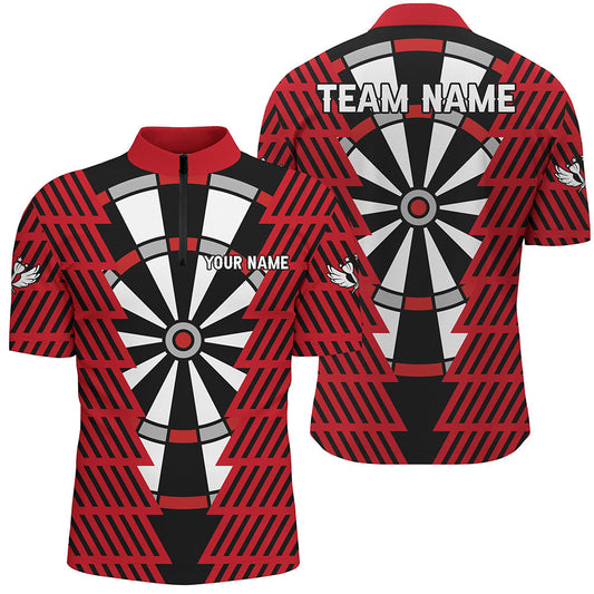 Maxcorners Striking Black And Red Dartboard Pattern Custom Dart Shirts For Men Best Darts Team Jerseys