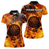 Maxcorners Personalized Orange Swirling Fire Flame Dart Shirts With Pocket For Men Custom Darts Team Jersey