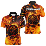 Maxcorners Personalized Orange Swirling Fire Flame Dart Shirts With Pocket For Men Custom Darts Team Jersey