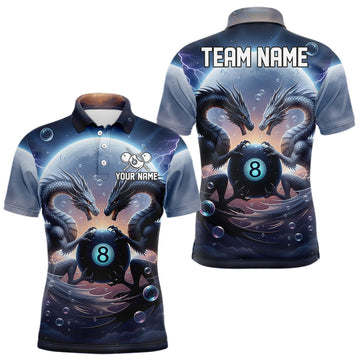 Maxcorners Personalized Dragon 8 Ball Billiard Shirt For Men Custom Pool League Team Jersey Polo & 1/4 Zip LM1903