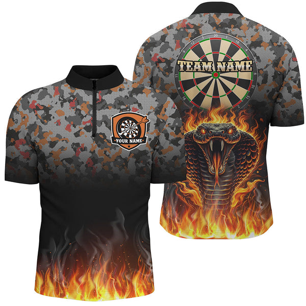 Maxcorners Personalized Camouflage Striking Snake Dart Shirts Custom 3D Fire Flame Dart Jerseys