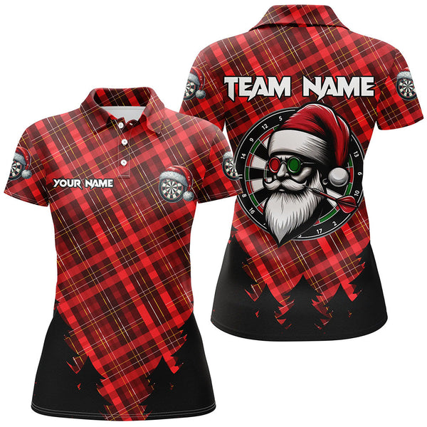 Maxcorners Funny Christmas Santa Custom Red Plaid Pattern Dart Shirts Christmas Darts Outfit Jerseys