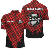 Maxcorners Funny Christmas Santa Custom Red Plaid Pattern Dart Shirts Christmas Darts Outfit Jerseys