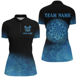 Maxcorners Personalized Sea Blue Gradient Darts Polo & Quarter Zip Custom Dart Shirts For Women Dart Jerseys