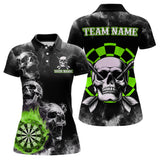 Maxcorners Personalized Green Darts Smoke Skull Men Dart Shirt Custom Dart Board Fire Flame Dart Team Jersey