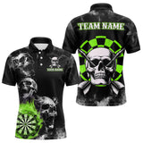 Maxcorners Personalized Green Darts Smoke Skull Men Dart Shirt Custom Dart Board Fire Flame Dart Team Jersey