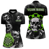 Maxcorners Personalized Green Darts Smoke Skull Men Dart Shirt Custom Dart Board Fire Flame Dart Team Jersey