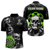 Maxcorners Personalized Green Darts Smoke Skull Men Dart Shirt Custom Dart Board Fire Flame Dart Team Jersey