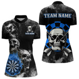 Maxcorners Personalized Blue Darts Smoke Skull Men Dart Shirt Custom Dart Board Fire Flame Dart Team Jersey