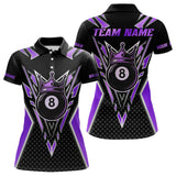 Maxcorners Customized 8 Ball Pool Crown Women Billiard Shirt, Black And Purple Billiard Team Shirt, Pool Jersey