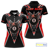 Maxcorners Customized 8 Ball Pool Crown Billiard Shirts, Red And Black Billiard Team Shirts, Pool Jersey
