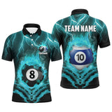 MaxCorners Billiard Billiard 8 & 10 Ball Fire Lightning  Customized Name, Team Name 3D Polo Shirt