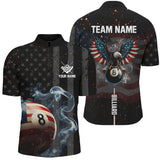 Maxcorners Personalized Eagle Us Flag 8 Ball Smoke Billiard Shirts Patriotic Billiard Pool Jerseys