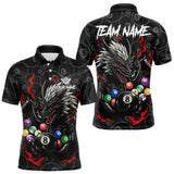 Maxcorners Personalized 8 Ball Dragon Billiard Shirt For Men, Billiard Team Jersey Polo & 1/4 Zip |Red MT2510