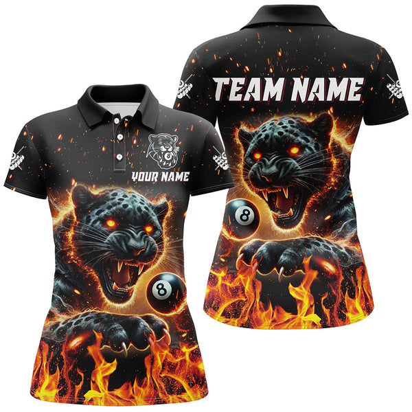 Maxcorners Personalized Panther Fire Flame 8 Ball Billiard Shirts Custom Billiard League Team Jerseys