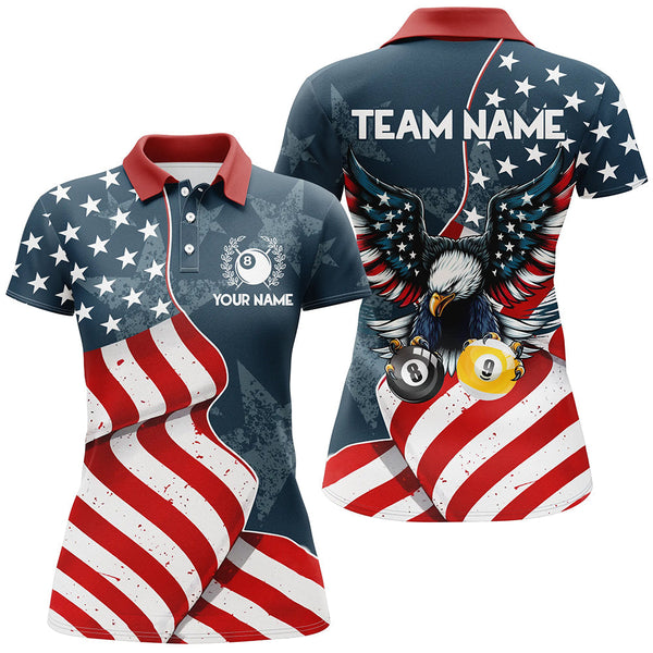 Maxcorners American Flag Eagle 8 Ball & 9 Ball Billiard Shirts Custom Patriotic Cool Billiard Jersey