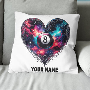 Personalized 8 Ball Pool Colorful Heart Throw Pillows, Billiard Pillows