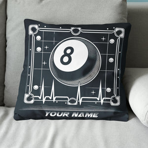 Funny 8 Ball Pool Billiards Games Custom Black Pillows, Billiard Gifts