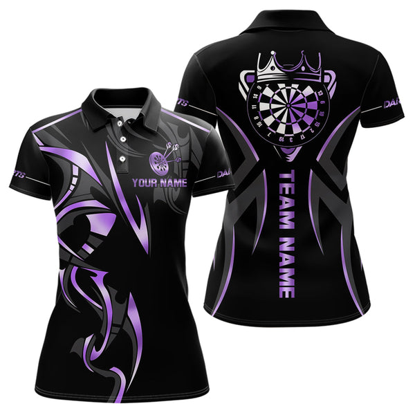 Maxcorners Black And Purple Dartboard Crown Dart Shirts For Women Custom Dart Jersey Team Polo & Quarter Zip