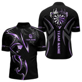 Maxcorners Black And Purple Dartboard Crown Dart Shirts For Women Custom Dart Jersey Team Polo & Quarter Zip