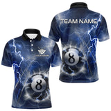 Maxcorners Personalized Blue Thunder Lightning 8 Ball Billiard Shirt For Men Custom Pool Team Jerseys LM0910