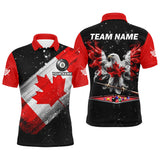 Maxcorners Black Grunge Eagle Canada Flag Smoke Custom Billiard Shirts Patriotic Canadian Billiard Jersey