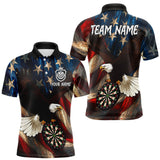 Maxcorners Personalized American Flag Eagle Mens Darts Shirt Custom Patriotic Jersey Darts Polo & 1/4 Zip MT2510