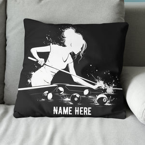 Funny Billiard Player Custom Black Pillows, Billiards Decorative Pillows