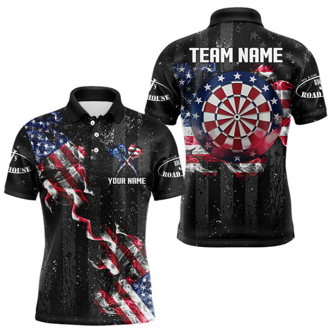 Maxcorners Personalized  American Flag Men's Darts Shirts Custom Name & Team Darts Jersey LM2509