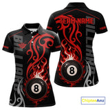 Maxcorners Black And Red Tribal Flame 8 Ball Pool Billiards Shirts Custom Pool Team Jerseys