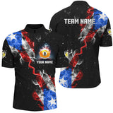 Maxcorners 9 Ball Pool Us Flag Smoke Custom Grunge Billiard Shirts, Patriotic Billiard Jerseys Uniform