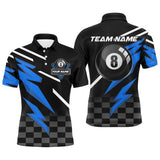 Maxcorners Personalized 8 Ball Pool Tournament Billiards Shirts, Black And Blue 8 Ball Billiard Jerseys