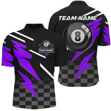 Maxcorners Personalized 8 Ball Pool Tournament Billiards Shirts, Black And Purple 8 Ball Billiard Jerseys