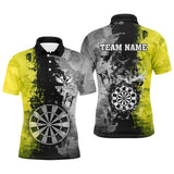 MaxCorners Dart Grey Grunge American Flag Customized Name And Team Name 3D Polo Shirt For Men