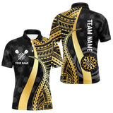 Maxcorners Personalized Black And Golden Tribal Dart Shirts For Men Custom Dart Jersey Team Polo & 1/4 ZipMT0306