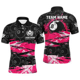 MaxCorners Billiard Pink Grunge Billiard 8 Ball Customized Name, Team Name 3D Polo Shirt