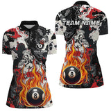 Maxcorners Flame 8 Ball Pool Abstract Smoke Pattern Custom Billiard Shirts, Grunge Billiard Jerseys |Red